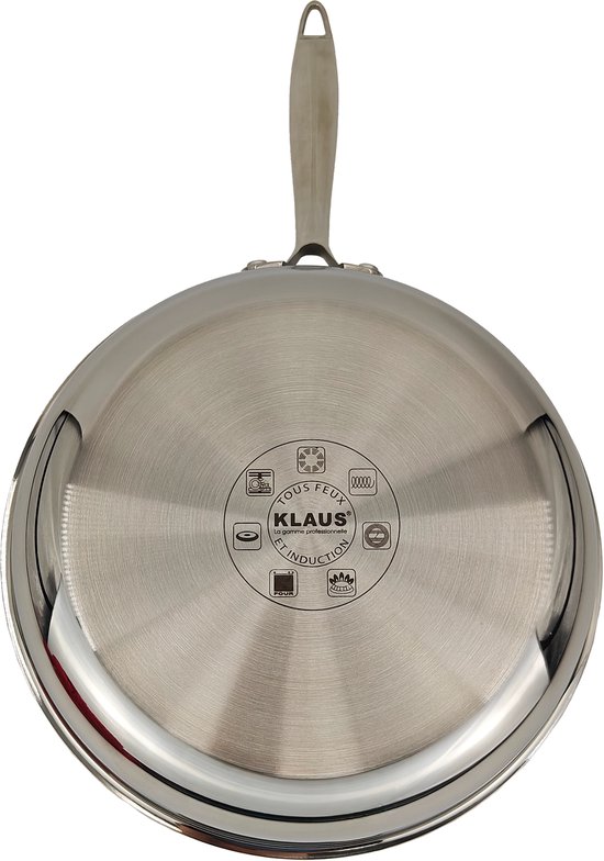 Poêle Inox 18/10 KLAUS 32 cm – Manche Amovible, Fond 3 Couches, Cuisson Saine Sans Revêtement, Compatible Induction & Four Poêle Inox 18/10 KLAUS 32 cm – Manche Amovible, Fond 3 Couches, Cuisson Saine Sans Revêtement, Compatible Induction & Four