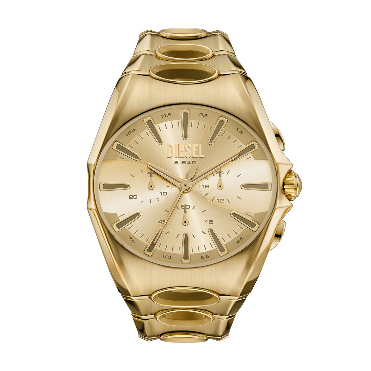 Diesel D-CURVE Heren Horloge 48 mm - Goudkleurig