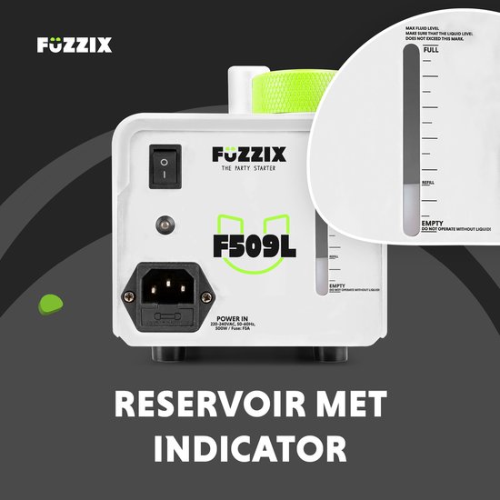 Machine à fumée Witte Party - Fuzzix F509LW - Avec effets lumineux et 1L de liquide à fumée - Avec télécommande sans fil