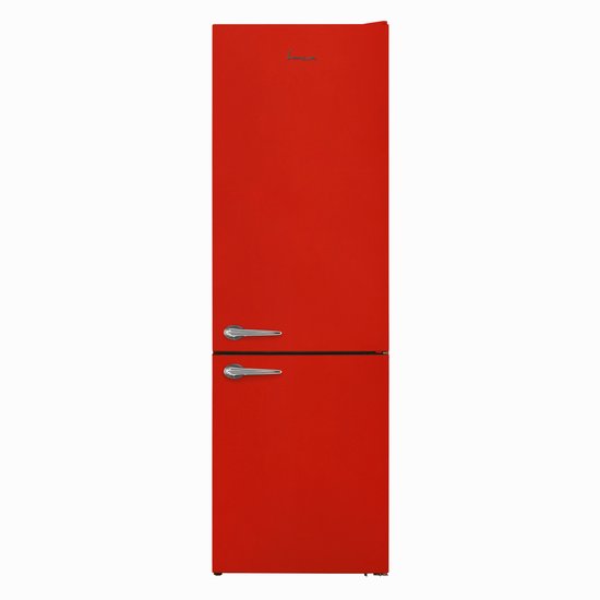 Koel-vriescombinatie 268L Fram FC-VRL2681RDE Retro rood, LED verlichting, Less Frost, mechanische thermostaat