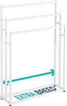 Porte-serviettes BUDDLEY - Wit - 60 cm de large - Salle de bain - Porte-serviettes - Barre porte-serviettes - Porte-serviettes - Sur pied - Échelle porte-serviettes - Porte-serviettes - Autonome - Porte-serviettes - Porte-serviettes sans perçage
