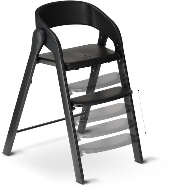Chaise haute de Luxe Deryan avec transat - Chaise haute évolutive - Pliable - Zwart - Avec transat Nougat