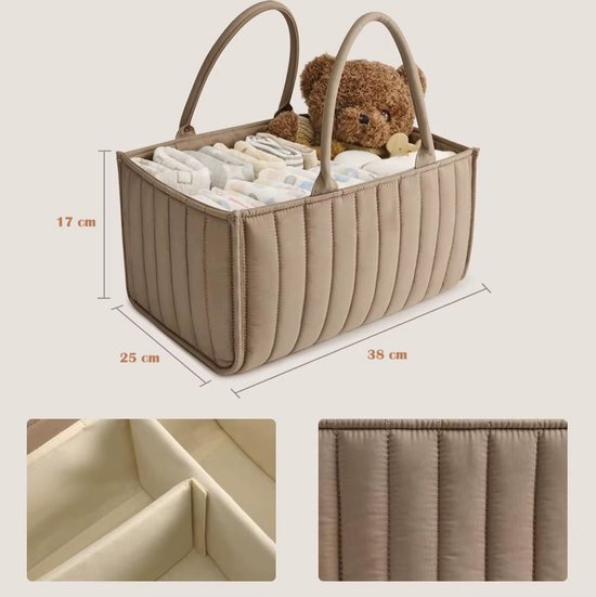 Baby Luiermand - Commodemandje Waterbestendig - Luiertas - Opbergmand - Luier Organizer - Bruin - Kraamcadeau — afbeelding 4