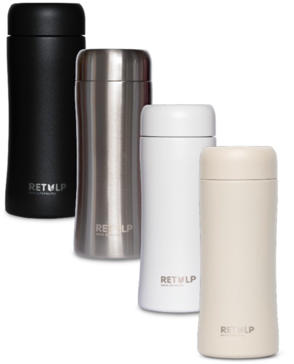 Retulp Tumbler - Voordeelpakket Nature - Thermosfles - Thermosbeker - Waterflessen - Drinkfles - Thermos - 300 ML - RVS
