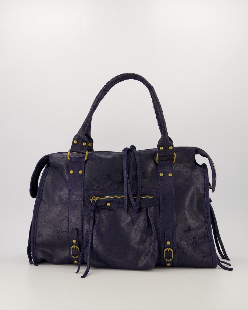 Handtas - Rina - Large - Spazzolato - Echt leer - Donkerblauw