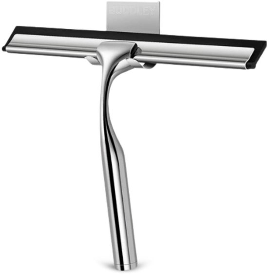 BUDDLEY Douchewisser RVS - Luxe Raamtrekker - Trekker Douche - Wisser - Wisser badkamer - Met ophanghaak - Raamwisser - Raamtrekkers - Chrome - Raam Wisser - Chroom - Douche Wisser