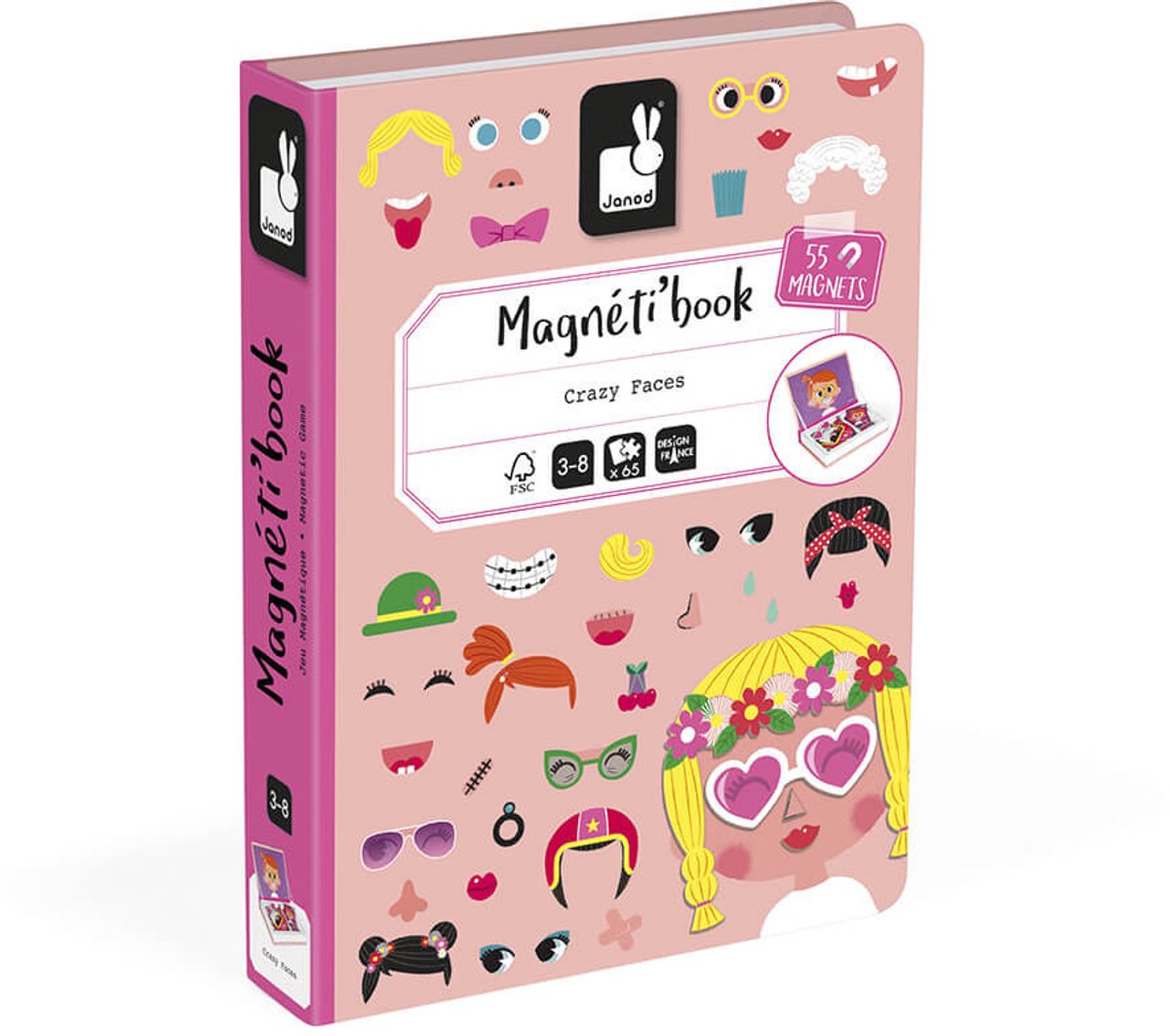 Janod - Magnetibook - Gekke gezichten meisjes - Magneetboek Speelset — afbeelding 6