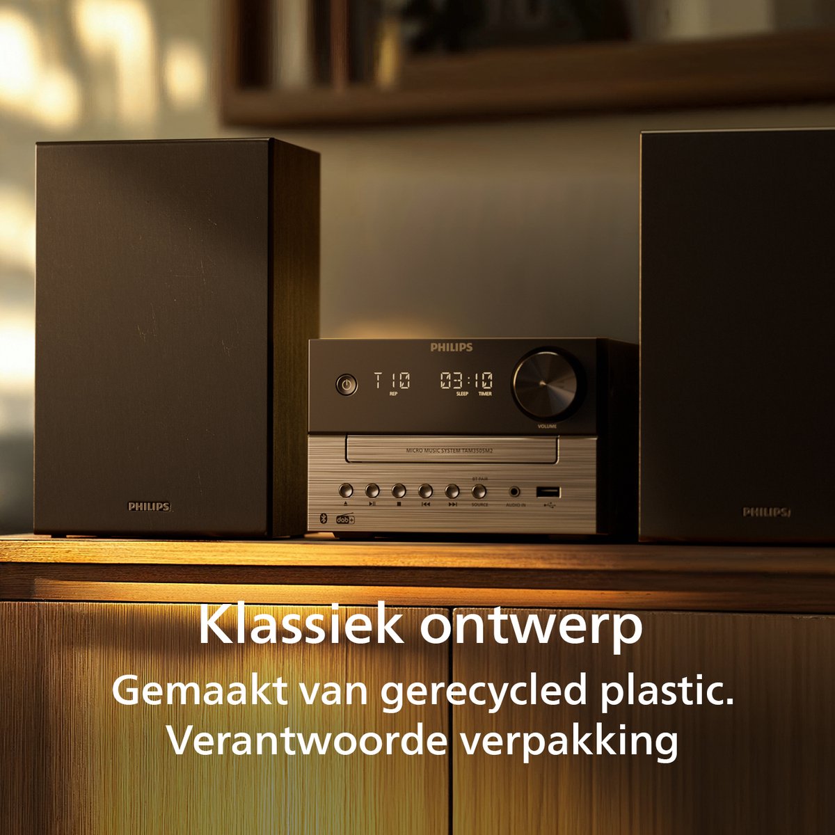 PHILIPS TAM3505M2 Micro-muzieksysteem, Bluetooth, cd-speler, USB, Auracast FM en DAB-radio, 85% PCR-materiaal thumbnail 4