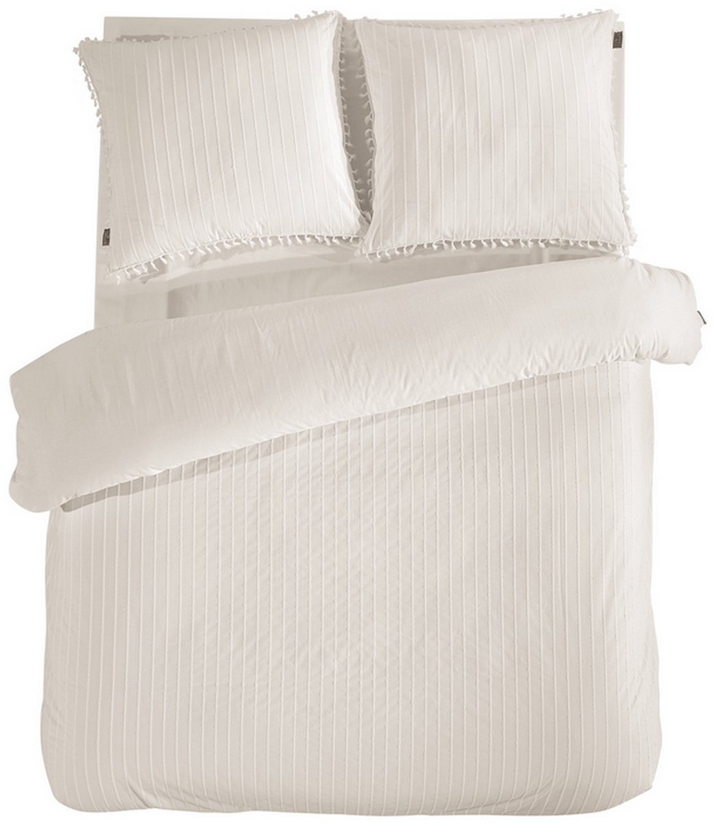 LINNICK Dekbedovertrek katoen Renforcé Estina - off white - 240x200/220cm - lits jumeaux