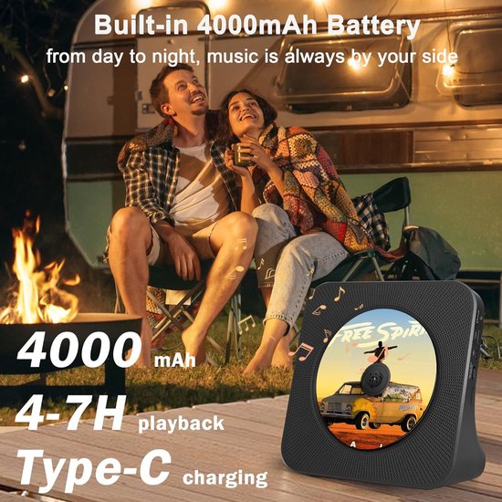 Draagbare CD Speler met Radio - Bluetooth - AUX — afbeelding 3