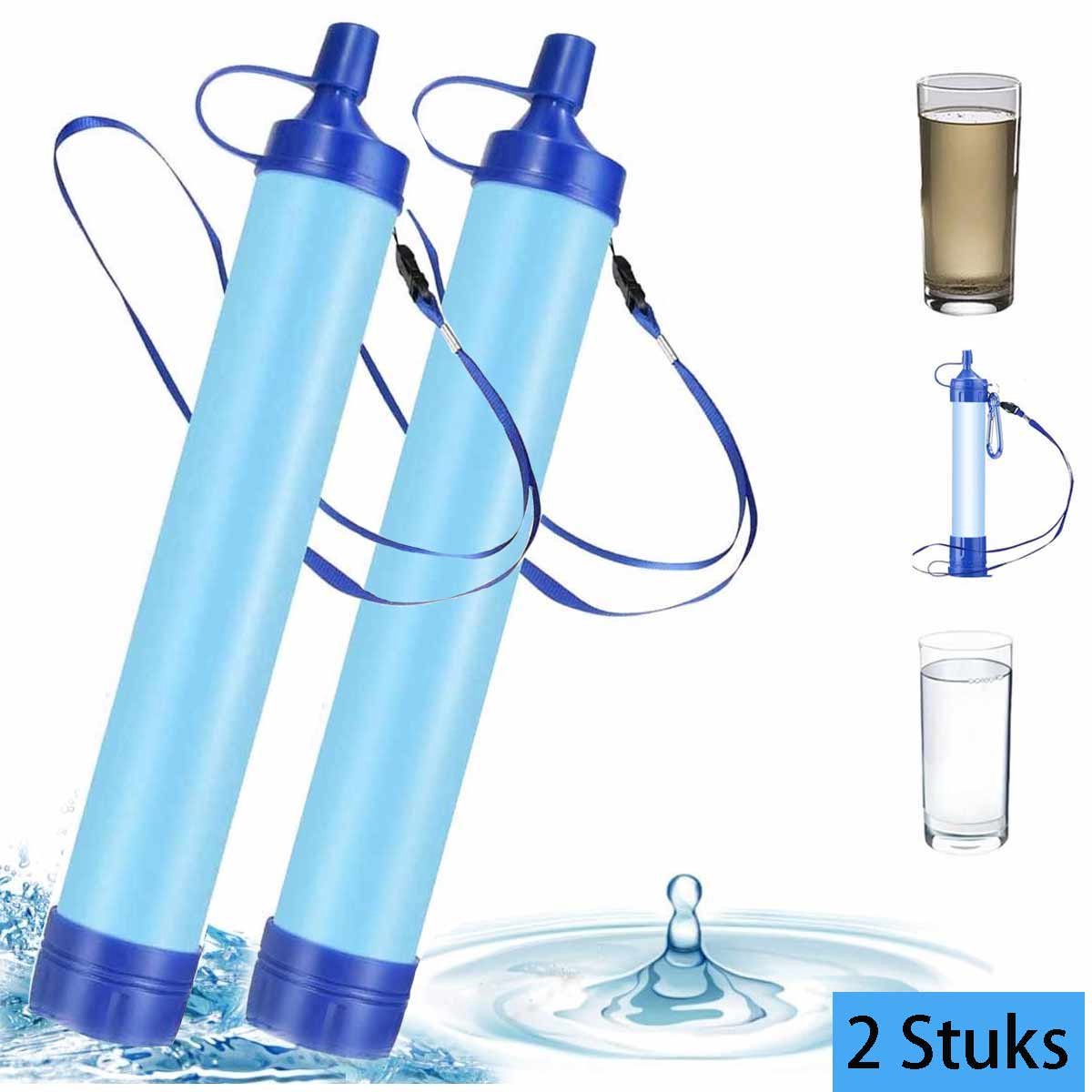 Meedeer Persoonlijke Waterfilter(2 Stuks)-Survival waterfilter Straw -BPA-vrij-Filtert tot 1500L-Waterfilter Voor Buiten Verwijdert 99,99% Verontreinigende -Stoffen Filter tot 0,001 MM-Voor Wandelen Trekking Reizen en Voorbereiding op Noodsituaties