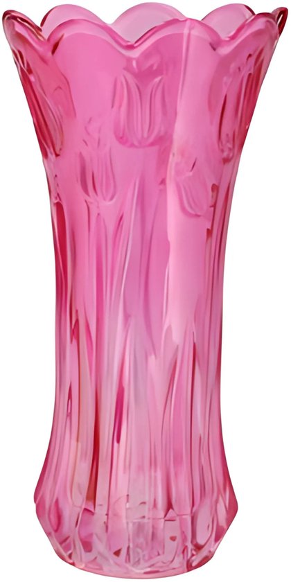 DK Design Bloemenvaas Delight - boeket vaas - glas - roze - 11 x 20 cm