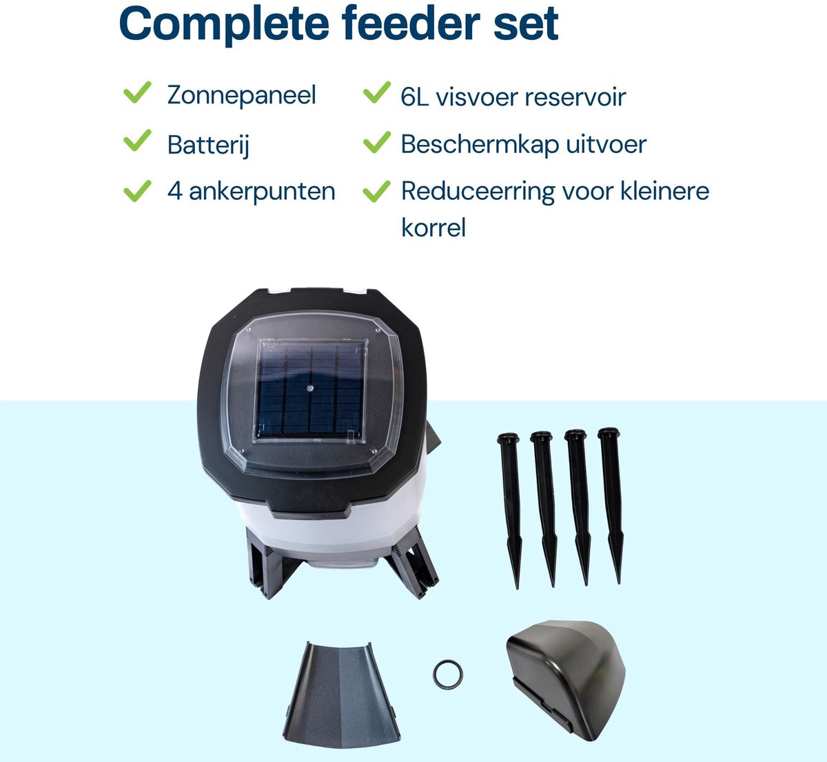 BluGarda BluFeeder - Automatische vis voederautomaat op zonne-energie - visvoeder voor vijver koi - 6L voer reservoir thumbnail 8