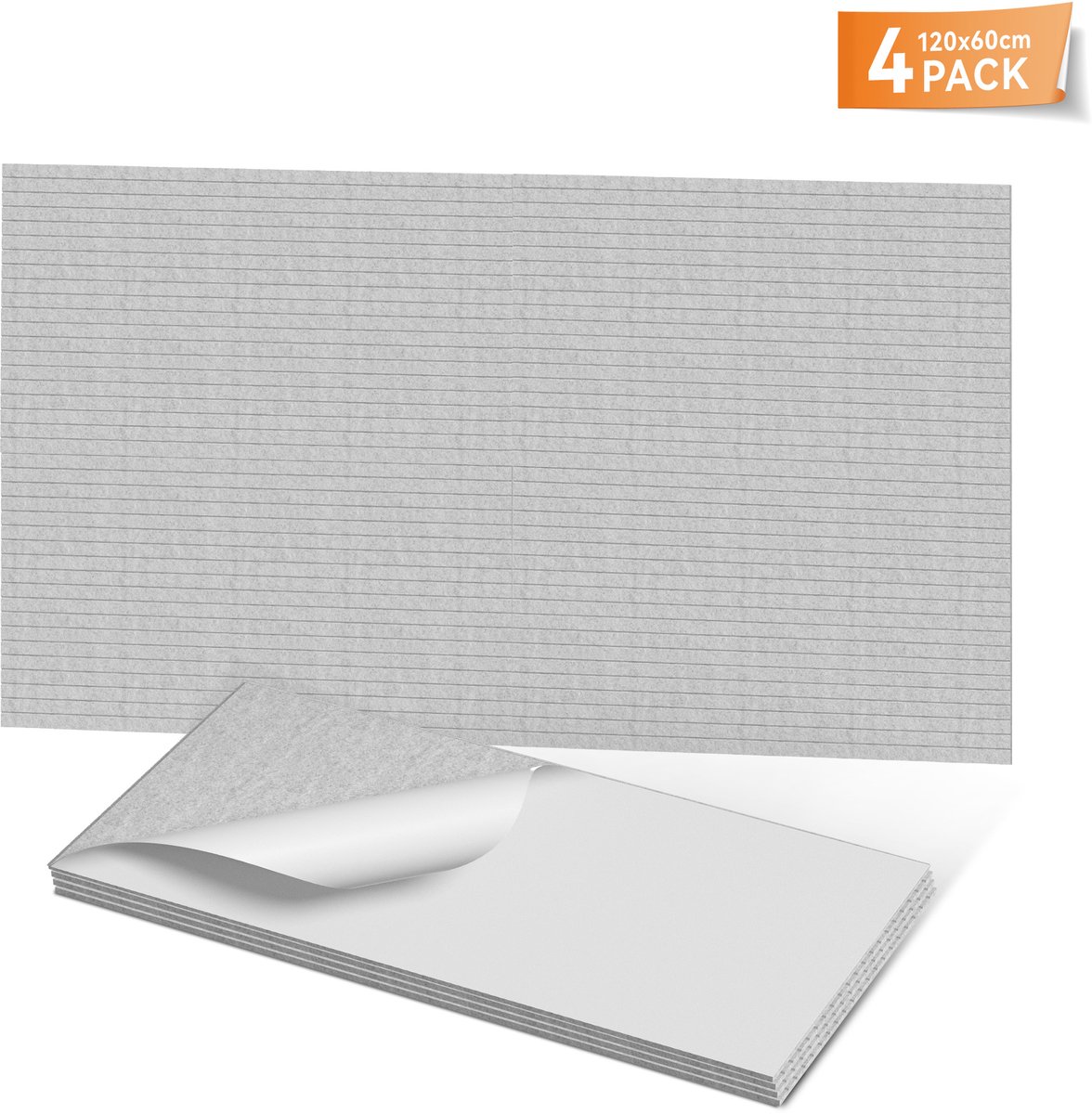 NAIZY 4x Akoestische Panelen Zelfklevend 120x60 cm Wandpanelen Geluidsisolatie Gemaakt van Polyester Geluidsisolerende Panelen Akoestische Panelen voor Akoestische Behandeling & Wanddecoratie, Type A Grijs