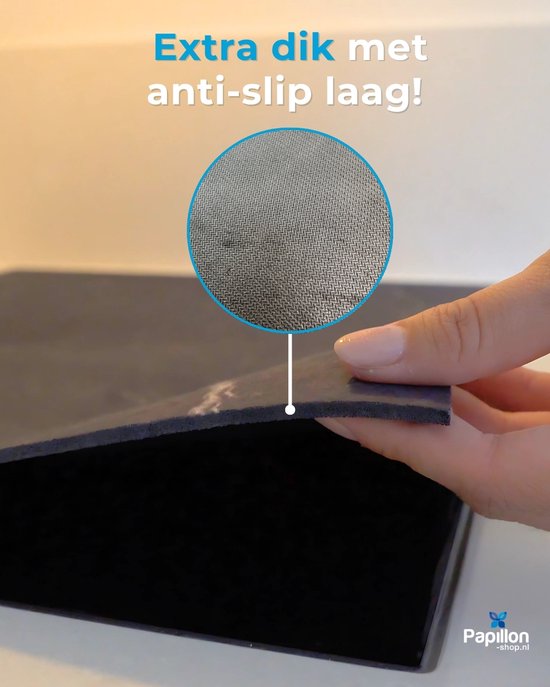Matériau foncé et épais avec une sous-couche grise antidérapante. Épaisseur supplémentaire avec couche antidérapante !