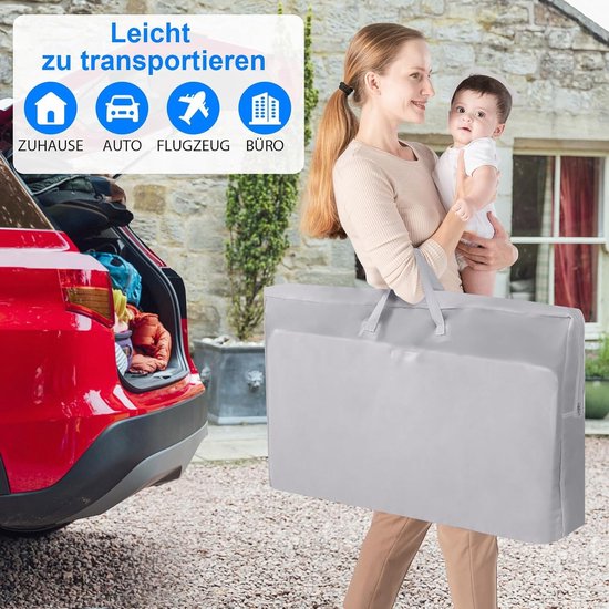 COSTWAY 3-in-1 bijzetbed & babywieg & reisbed, 5-traps in hoogte verstelbaar babybed kantelbaar, kinderbed incl. matras, draagtas, wieg voor baby's tot 9 kg belastbaar (lichtgrijs