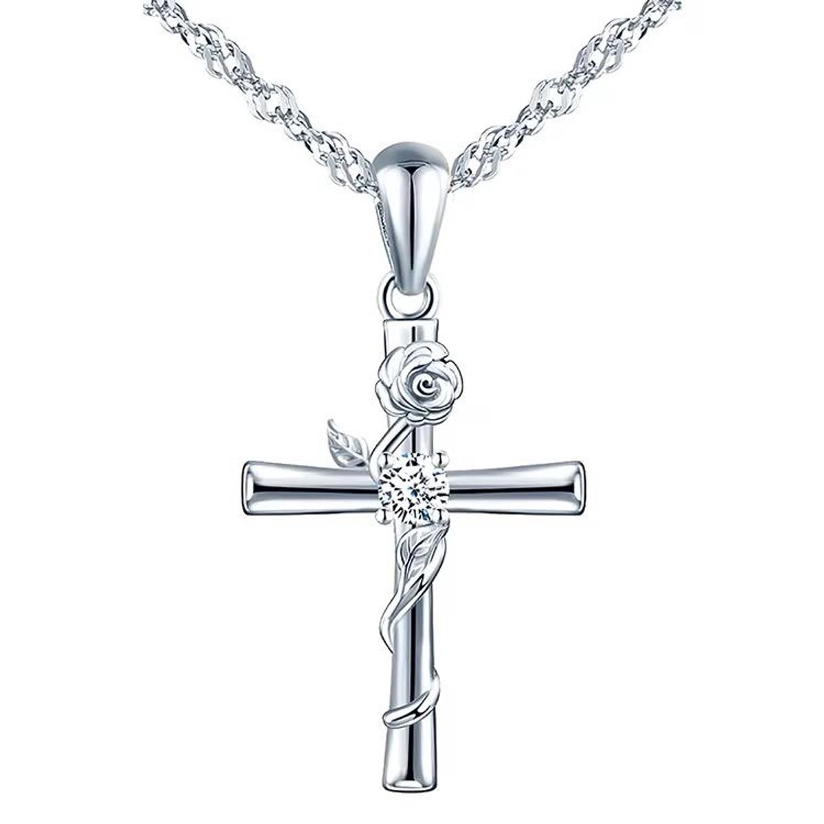 Cliste Couture - Ketting met Kruis - Zirkonia - Sieraden - Vrouwen Ketting - Goudkleurig - Staal - Ketting Dames - vadeau voor vrouwen