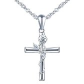 Cliste Couture - Ketting met Kruis - Zirkonia - Sieraden - Vrouwen Ketting - Goudkleurig - Staal - Ketting Dames - vadeau voor vrouwen