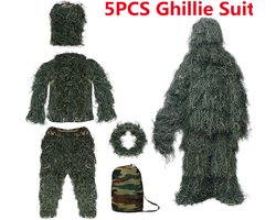 Bedee Camouflage Jachtpak - Jungle Camouflage Pak - Polypropyleen + Polyester Materiaal - Warm en ademend, waterdicht en vlamvertragend - Geschikt voor lengtes van 160-180 cm, gewicht 50-80 kg
