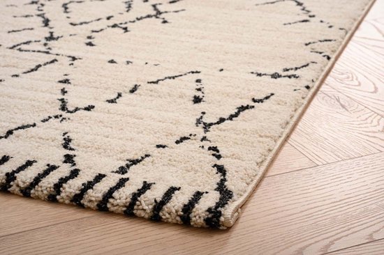 Tapis berbère Beni Ouarain Sufian - crème/noir 200x300 cm