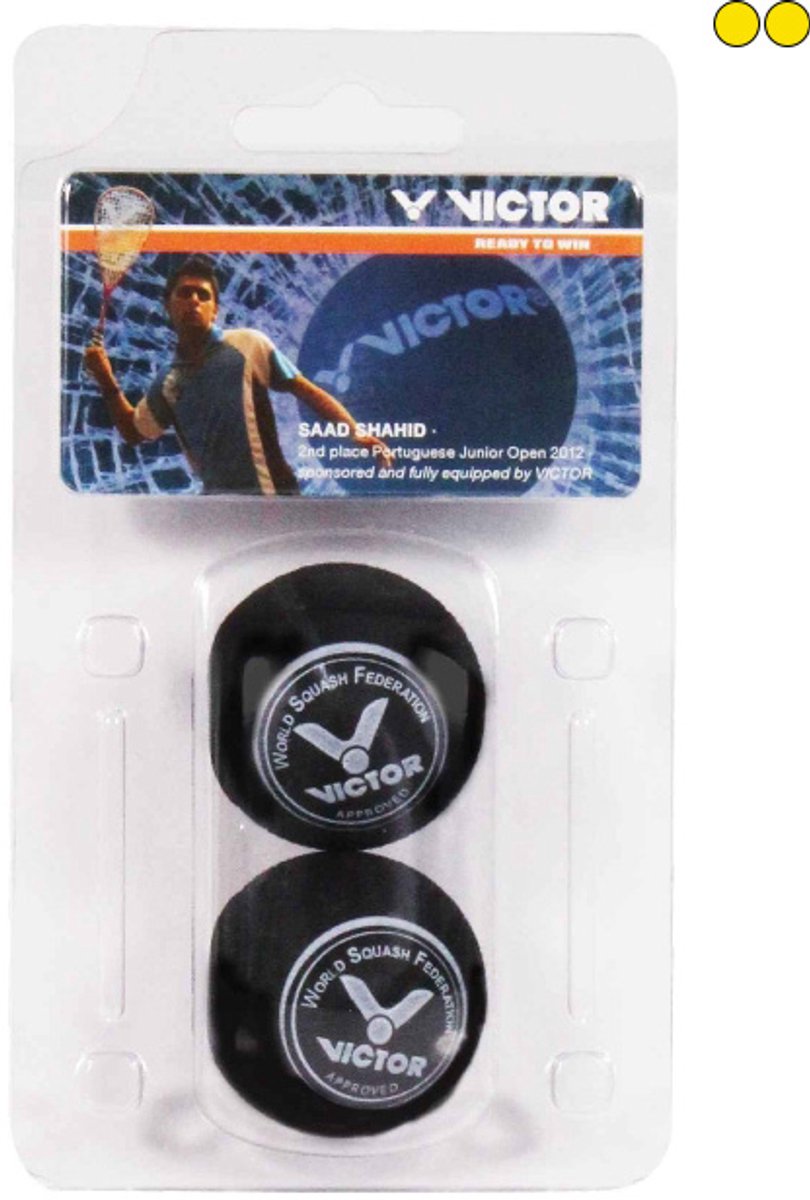 Victor blister 2pcs squasball - dubbel geel