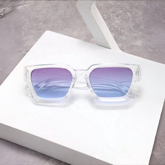 Lunettes de soleil rectangulaires épaisses pour femmes et hommes, verres carrés bleus Trendy , monture écaille de tortue, Mode S, avec étui