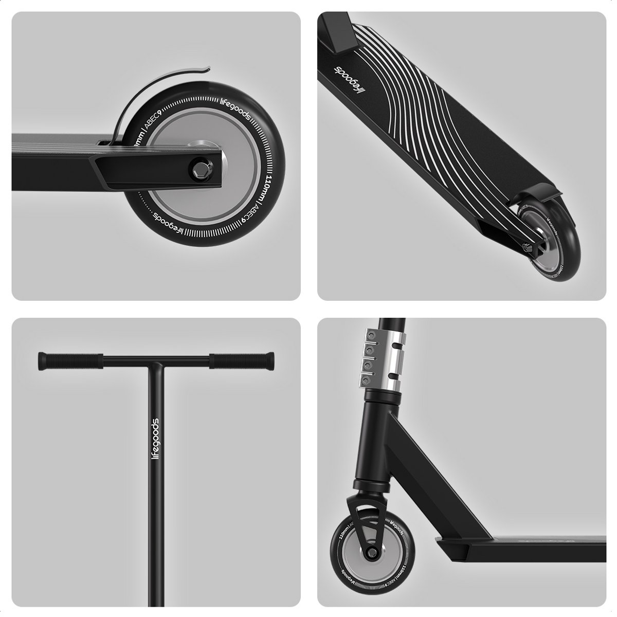 LifeGoods Stuntstep Pro X - T-Stang - HIC - 110mm - 100KG - Zwart — afbeelding 9