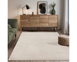 the carpet Elisa – zacht hoogpolig woonkamer vloerkleed, modern design tapijt met geometrisch patroon, beige, 80 x 150 cm