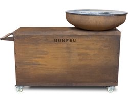 BonFeu BonBiza Island - Mobiele Buitenkeuken - Plancha & Vuurschaal - Cortenstaal - 162x80x111 cm