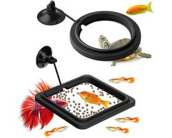 2x Drijvende voederring - Aquarium voederring - Drijvende Visvoer Ring - Visvoer ring met zuignap - Aquarium Feeder Ring - Zuignap Bevestiging - Drijvende Vis Voeder Ring - Aquarium Accesoires - Voor Guppy, Betta's, Goudvissen, Schildpad - Zwart