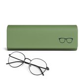 Étui à lunettes de Luxe Étui rigide I Pochette à lunettes I Étui à lunettes I Boîte à lunettes I Support de lunettes de soleil I Cuir PU I Universel I Vert foncé