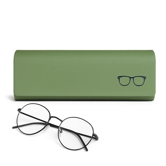 Luxe Brillenkoker Hardcase I Bril Etui I Bril Hoesje I Brillendoos I Zonnebrilhouder I PU Leer I Universeel I Donkergroen