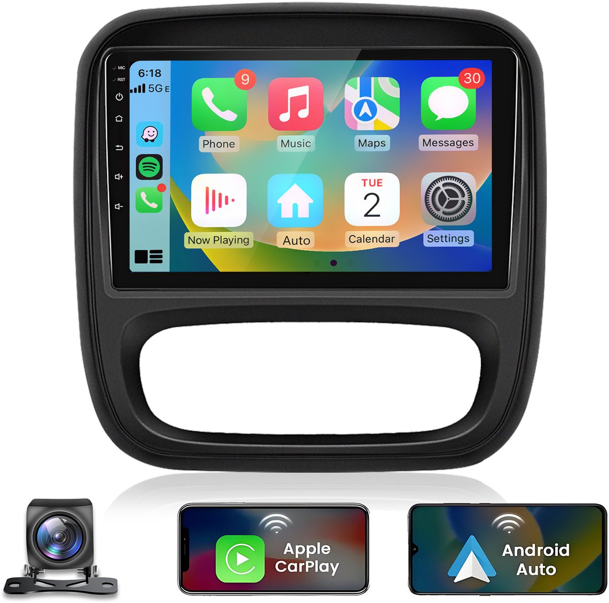 Junsun autoradio Geschikt voor Opel Vivaro B Renault Trafic 3 (2014-2021) - Draadloos CarPlay, Android Auto, intelligent autosysteem, multimediaspeler, GPS Navi 4G WIFI BT SWC DAB+ USB DSP KAM, 6+128G, 8-Core