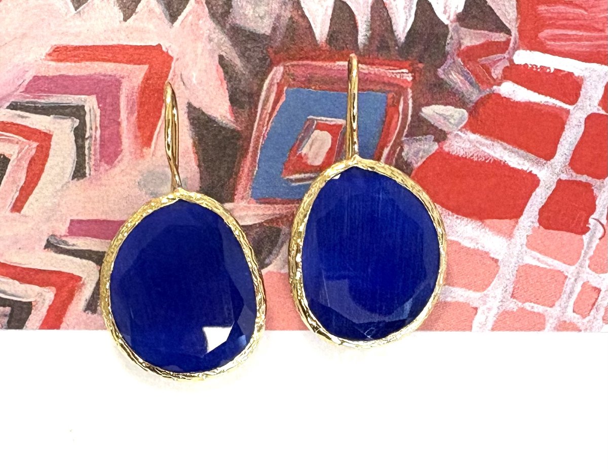 Oorbellen cateye kobalt blauw groot