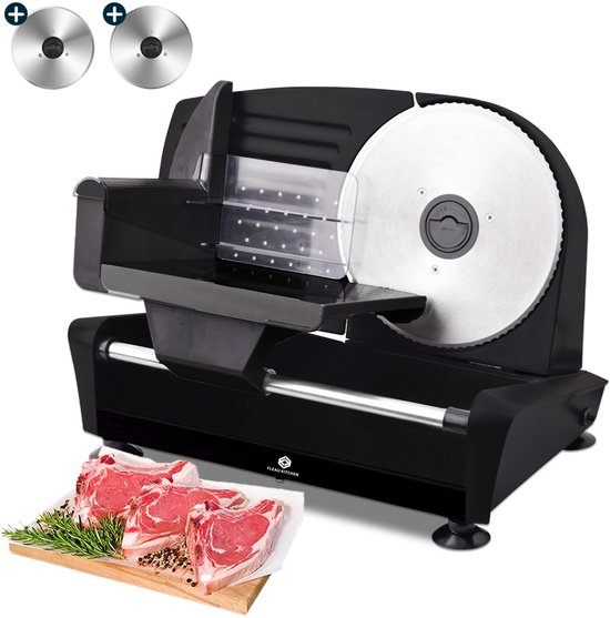 Fleau Kitchen Snijmachine - Inclusief 2x RVS Snijblad - Broodsnijmachine - Vleessnijmachine - Allessnijder - Elektrisch - Krachtig