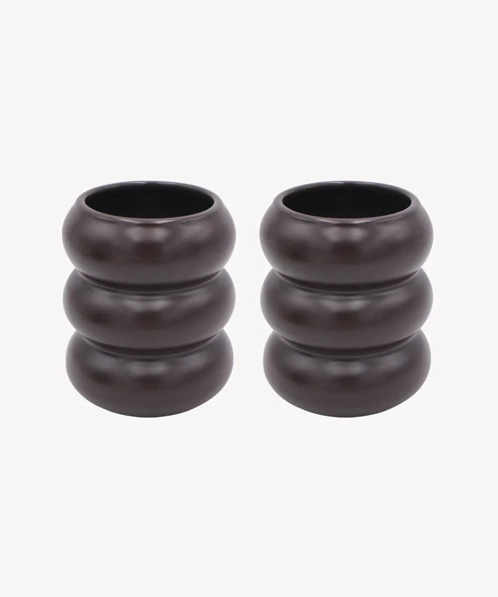 Wave Mocha Mousse – Keramieken Bubble Beker – Set van 2 – 400 ml – Mocha Mousse – Handgemaakt