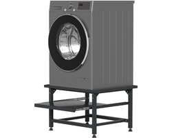 Wasmachine Verhoger Met Uitschuifbare plank - Wasmachine opbouwmeubel - Wasmachine Sokkel - 63x54x42cm - Zwart