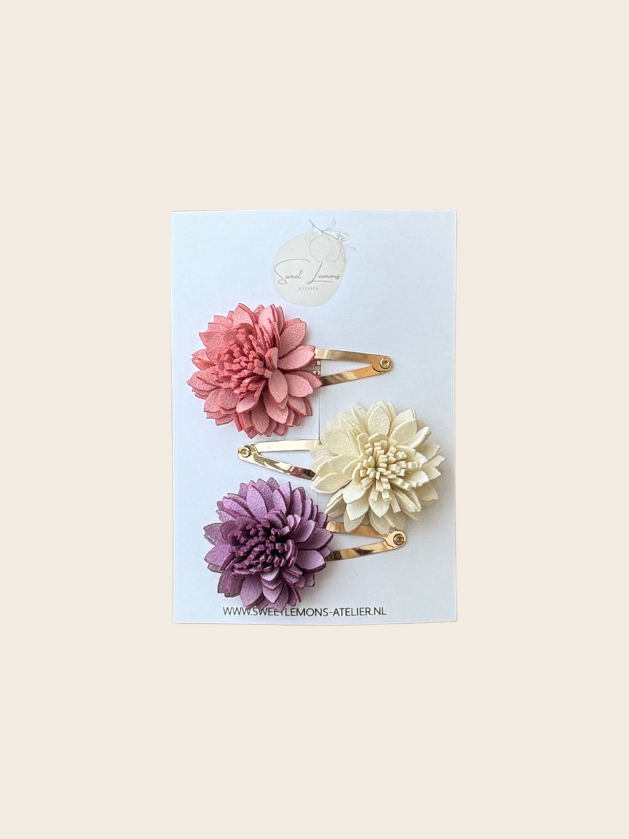 Setje Haarspeldjes - Blossom - Klikklak Haarspeldjes - Haaraccessoires voor Meidjes - Haarspeldjes voor Kinderen - Handgemaakt