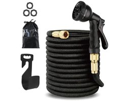 Slimhose Tuinslang - 15 meter lang - anti-knikcompact en flexibel - krimpt automatisch - multifunctionele sproeikop met 10 standen - RVS aansluiting - duurzame tuinslang