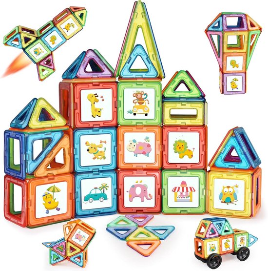 Magnetische Bouwblokken Set - 68 Stuks - Educatief Speelgoed vanaf 3 Jaar - Magnetisch Constructiespeelgoed - Montessori Speelgoed voor Kinderen - Cadeau voor Jongens en Meisjes - Speelgoed 3-8 Jaar