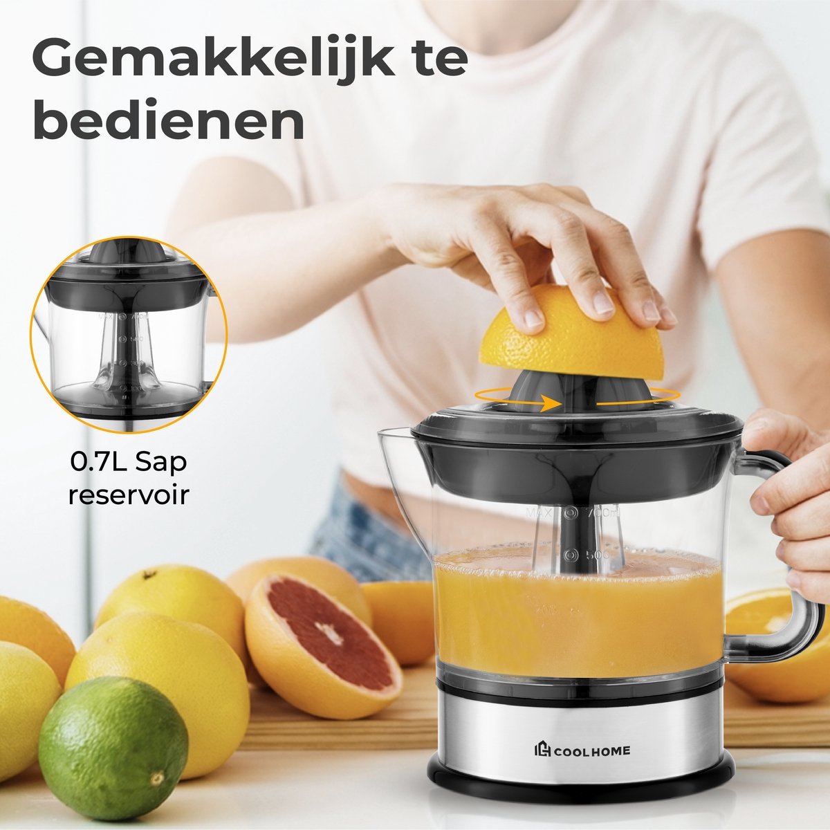 Coolhome CP24 Citruspers - Sinaasappelpers met Aromadeksel thumbnail 2