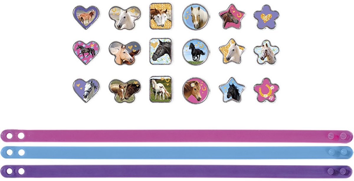 Totum paarden 3 schuif armbandjes maken met 18 bedels - I love horses - speelgoed meisjes jongens vanaf 3 jaar cadeautip — afbeelding 2
