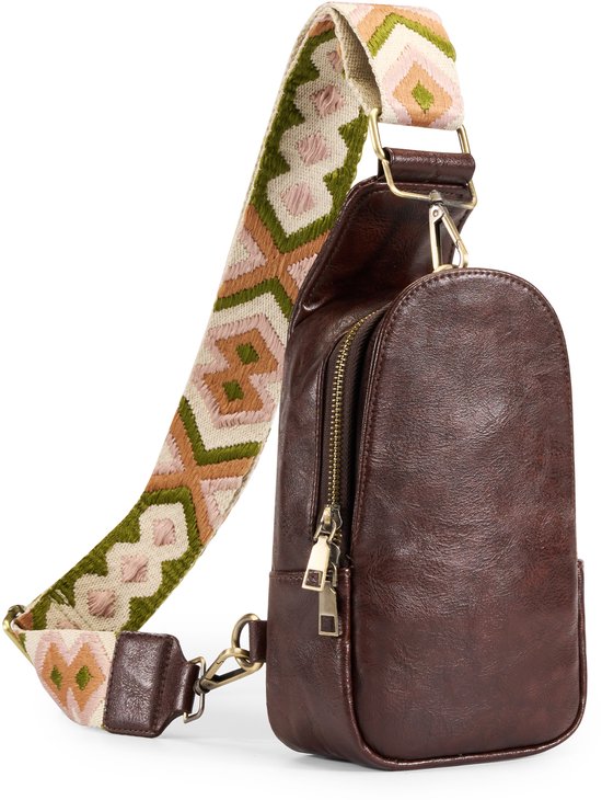YONO Crossbody Bag Azteca Design - Sac à bandoulière - Sac à bandoulière - Sac à dos antivol - Femme - Marron foncé