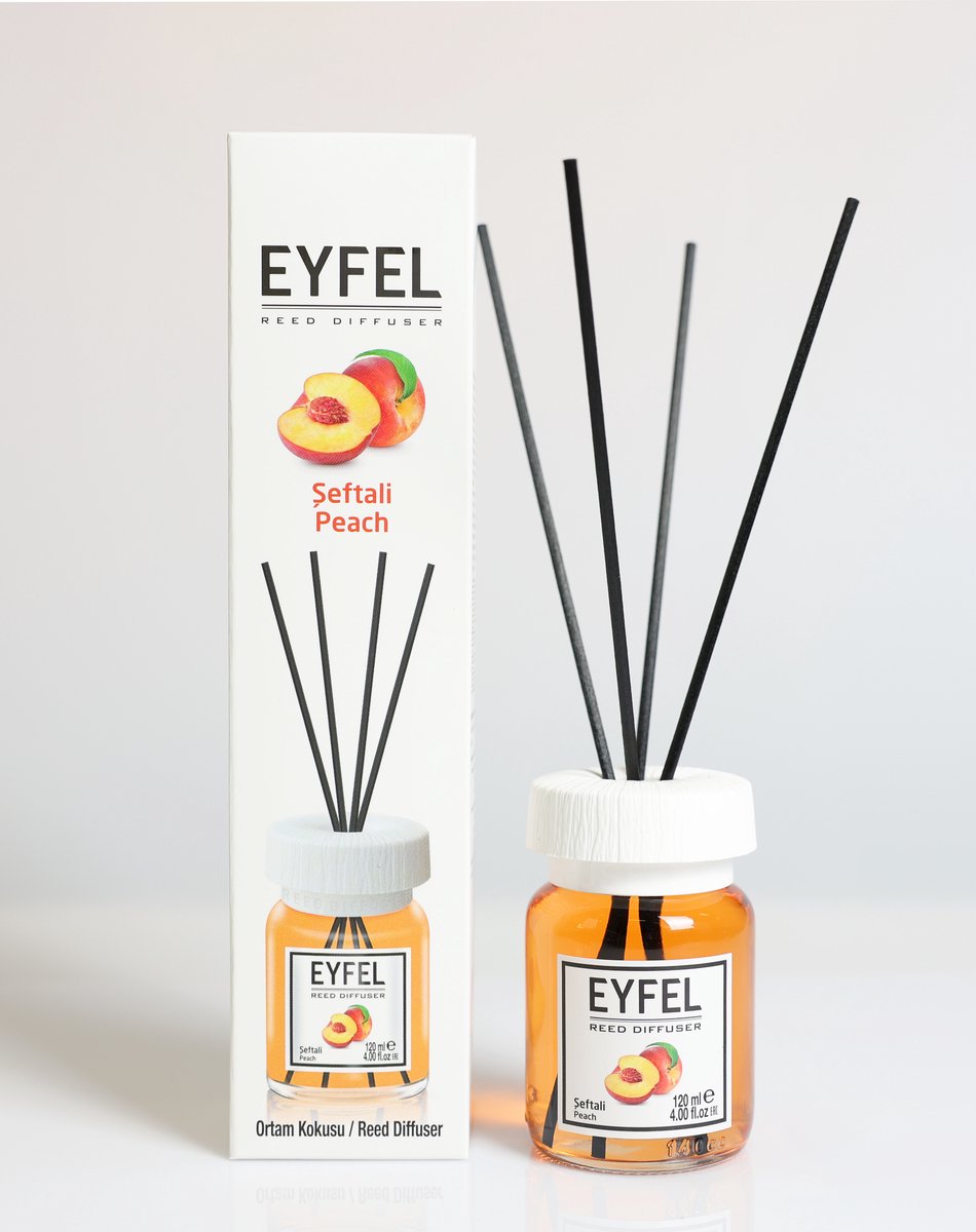 EYFEL - REED DIFFUSER - GEURSTOKJES - HUISPARFUM - PEACH - 120ML