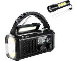 Noodradio - Solar Opwindbaar - 10.000mAh - Noodpakket - Powerbank Zonneenergie - Draagbare Radio - Zaklamp - Opwindbaar