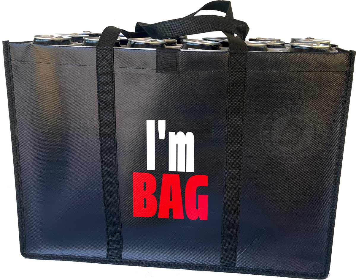 I'm bag – Statiegeldtas – boodschappentas met uniek ontwerp – met handig klittebandsysteem