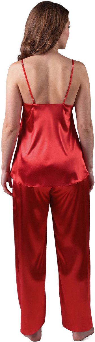 Vivisence Pyjama Set Satijn Verstelbare Bandjes Comfortabel Ideaal Voor Nachtkleding 2035, Rood,M