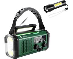 Noodradio - Solar Opwindbaar - 10.000mAh - Noodpakket - Powerbank Zonneenergie - Draagbare Radio - Zaklamp - Opwindbaar