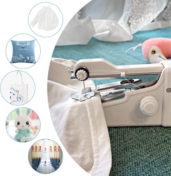 Mumisuto Draagbare Naaimachine, Handnaaimachine Oplaadbare Mini Naaimachine met Naaiaccessoires, Draagbare Naaimachine Handgereedschap voor DIY Stof Snelle Reparatie