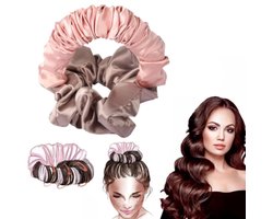 Heatless Curls - Hittevrije Krulhoofdband - DIY Haarstyling Gereedschap - Krullen Zonder Hitte - Haarkruller - Zacht Zijden Lint - Haarkruller Voor Lang Haar - Slaap Haar Rollers Wave - Krullen Luie Krultang Set - Krullend haar Producten - Roze